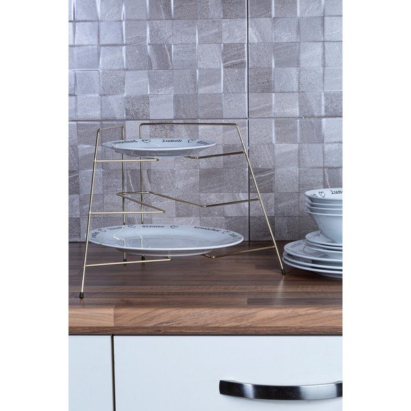 Auksinės spalvos iš metalo papildoma virtuvės lentyna 37x25 cm Rowan – Premier Housewares-image-1
