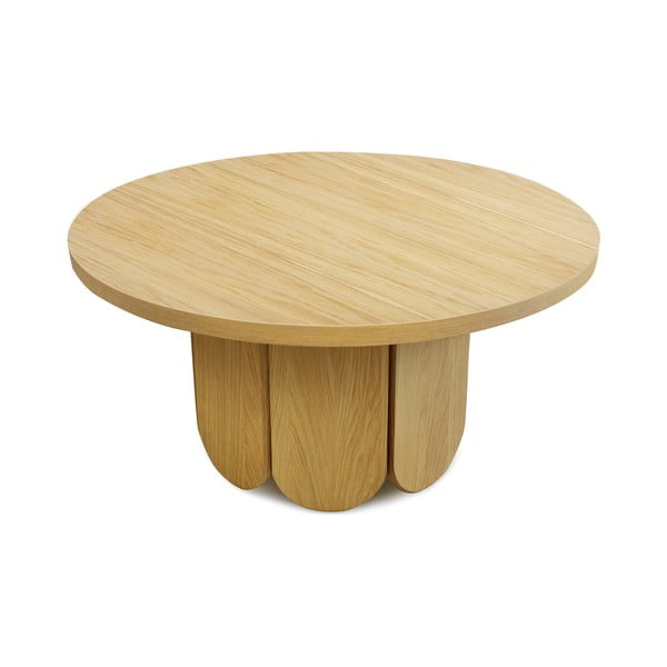 Apvalus natūralios spalvos ąžuolinis staliukas su stalviršiu 78x78 cm Soft - Woodman-image-2