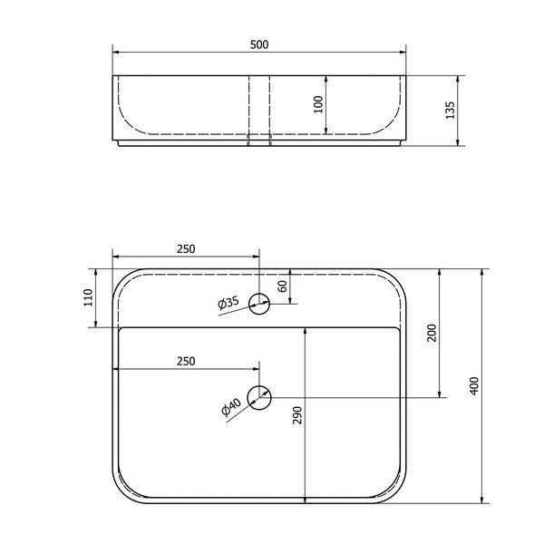 Iš keramikos praustuvas baltos spalvos 50x40 cm Garda – Sapho-image-4