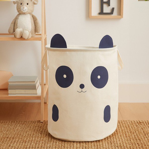 Baltos spalvos iš tekstilės vaikiškas krepšys ø 38x48 cm Mimo Panda Face – Premier Housewares-image-1