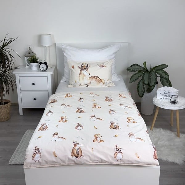 Smėlio spalvos iš medvilnės vaikiška patalynė vaikiškai lovai 100x135 cm Animals "Woodland" – Jerry Fabrics-image-2