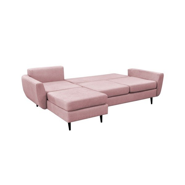 Šviesiai rožinė sofa-lova su juodomis kojomis Mazzini Sofas Hortensia, kairysis kampas-image-4