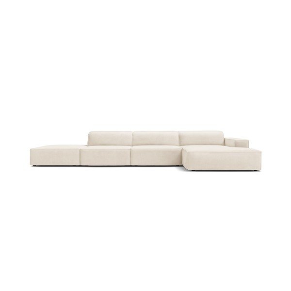 Kreminės spalvos modulinė kampinė sofa iš velveto (su dešiniuoju kampu/su gultu) Jodie – Micadoni -image-3