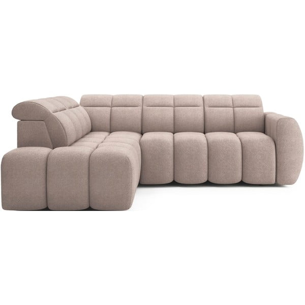 Šviesiai rudos spalvos iš boucle sulankstoma/su sandėliavimo vieta kampinė sofa (su kairiuoju kampu/„L“ formos) Falconn – ELTAP