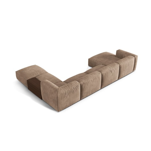 Šviesiai rudos spalvos iš velveto modulinė kampinė sofa (su dešiniuoju kampu/„U“ formos) Martina – Micadoni -image-3