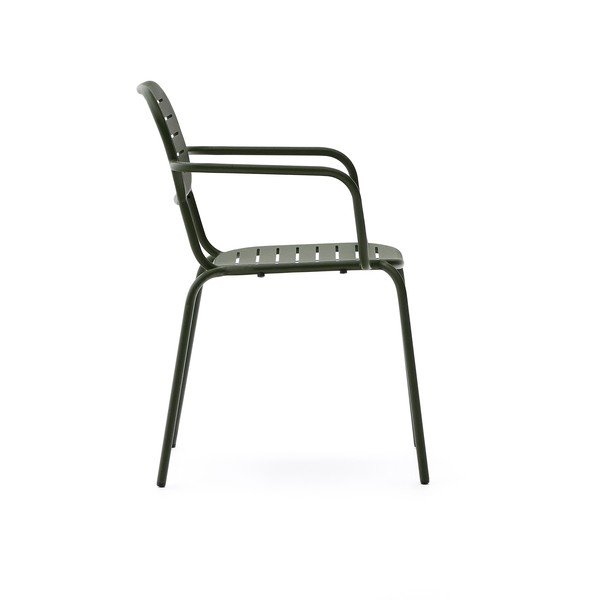 Tamsiai žalios spalvos metalinė sodo kėdė Brai – Kave Home-image-3