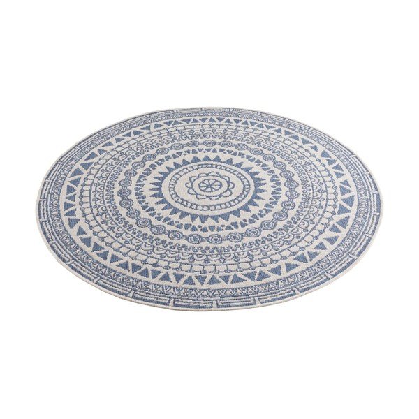 Mėlynos ir kreminės spalvos dvipusis lauko kilimas NORTHRUGS Coron, ø 140 cm-image-2