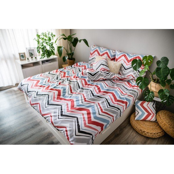 Mėlynos spalvos/pilkos spalvos iš satino medvilnės viengulė patalynė 3 dalių 140x200 cm Marina – JAHU collections-image-3