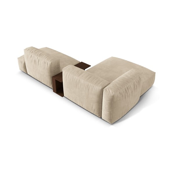 Smėlio spalvos iš velveto modulinė kampinė sofa (su kairiuoju kampu/su gultu) Martina – Micadoni -image-4
