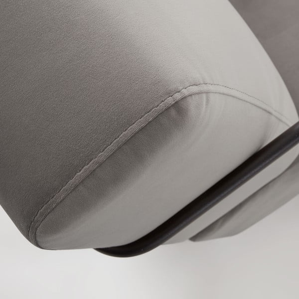 Pilkas aksominis krėslas su porankiais Kave Home Gamer-image-4