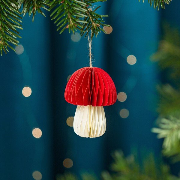Iš popieriaus rankų darbo eglutės papuošimas ø 5 cm Honeycomb Mushroom – Sass & Belle-image-1