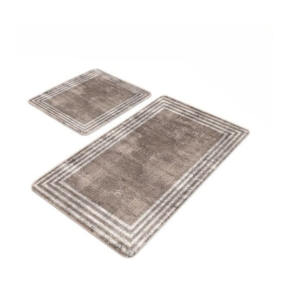 Rudos spalvos iš velveto vonios kilimėliai 2 vnt. 60x100 cm – Mila Home
