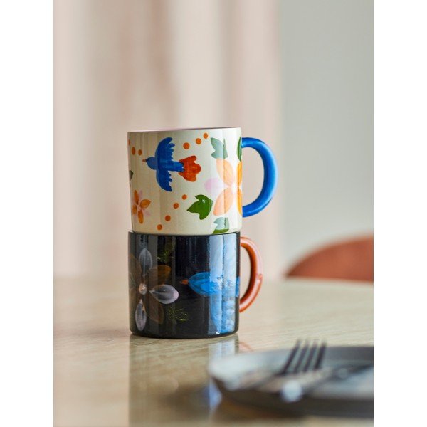 Juodos spalvos/smėlio spalvos iš keramikos puodeliai 2 vnt. 300 ml Maricala – Bloomingville-image-1