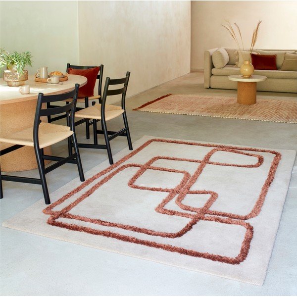 Rankų darbo iš vilnos kilimas raudonos plytų spalvos/kreminės spalvos 160x230 cm Matrix – Asiatic Carpets-image-1