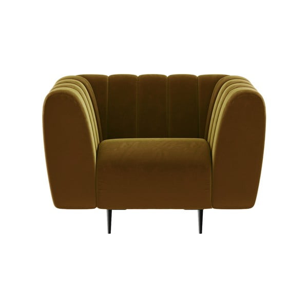 Geltonos spalvos aksominis krėslas Ghado Shel-image-4