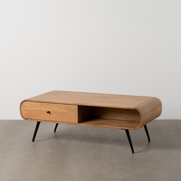 Natūralios spalvos kedro masyvo kavos staliukas 60x120 cm Mahón – Ixia-image-2