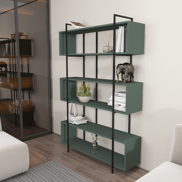 Knygų spinta  žalios spalvos 120x180 cm Bruti – Kalune Design-image-3