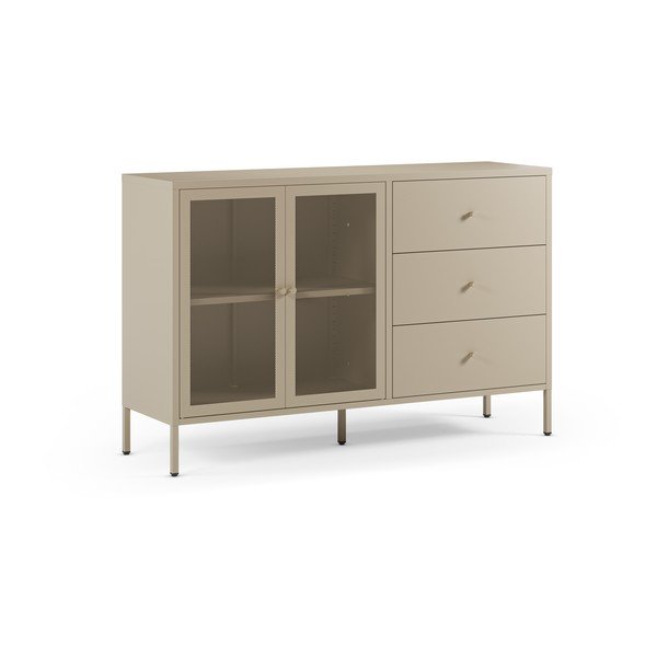 Kreminės spalvos iš metalo šoninė spintelė 140x90x40 cm Fayna – Marckeric-image-4