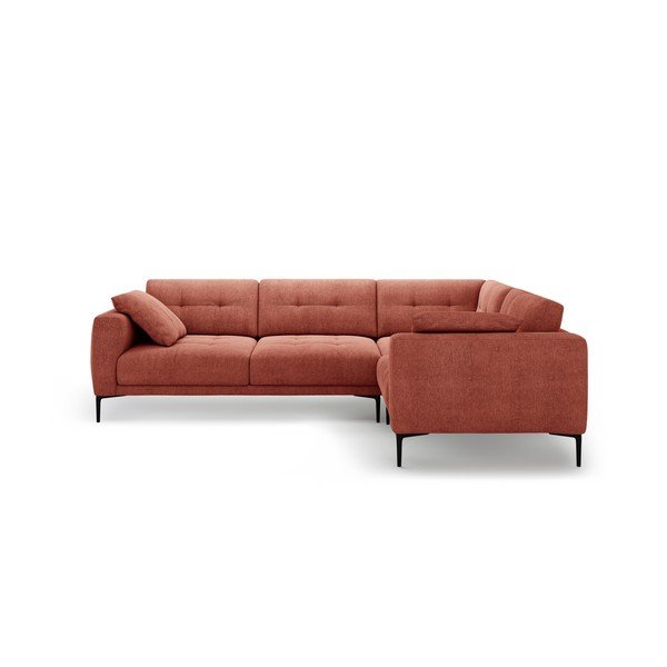 Raudonos plytų spalvos kampinė sofa (su dešiniuoju kampu/„L“ formos) Bemy – Micadoni -image-1