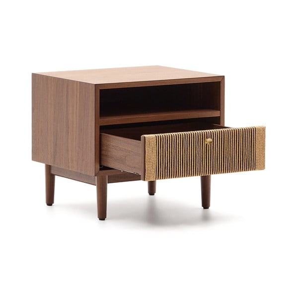 Naktinis staliukas rudos spalvos iš riešutmedžio Elan – Kave Home-image-3