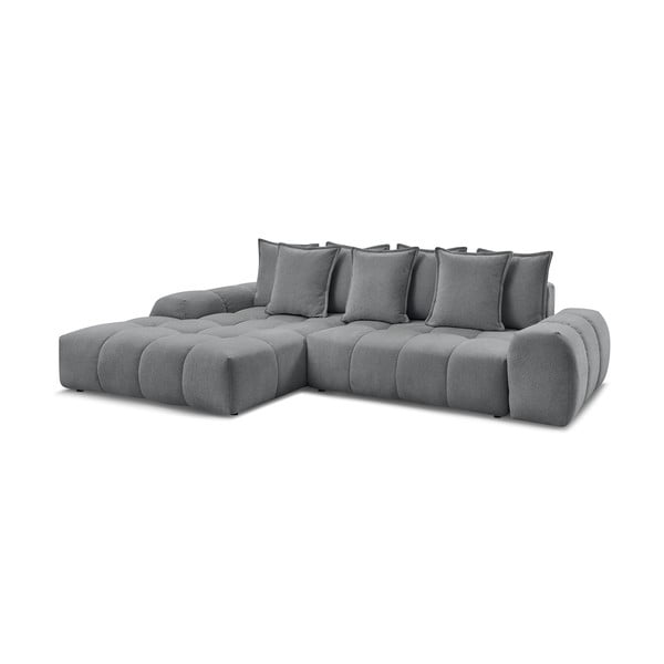 Tamsiai pilkos spalvos iš šenilinio audinio sulankstoma/su sandėliavimo vieta kampinė sofa (su kairiuoju kampu/su gultu) Everest – Bobochic Paris-image-3