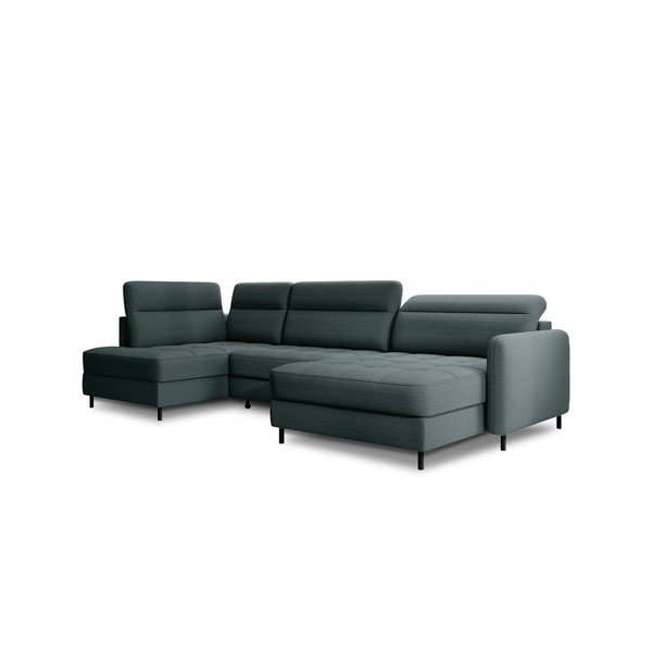 Žalios spalvos iš velveto sulankstoma/su sandėliavimo vieta kampinė sofa (su kairiuoju kampu/„U“ formos) Berrto – ELTAP-image-3