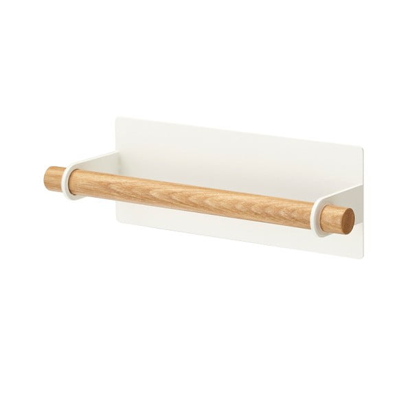 Baltas magnetinis rankšluosčių laikiklis su buko medienos detalėmis YAMAZAKI Tosca
