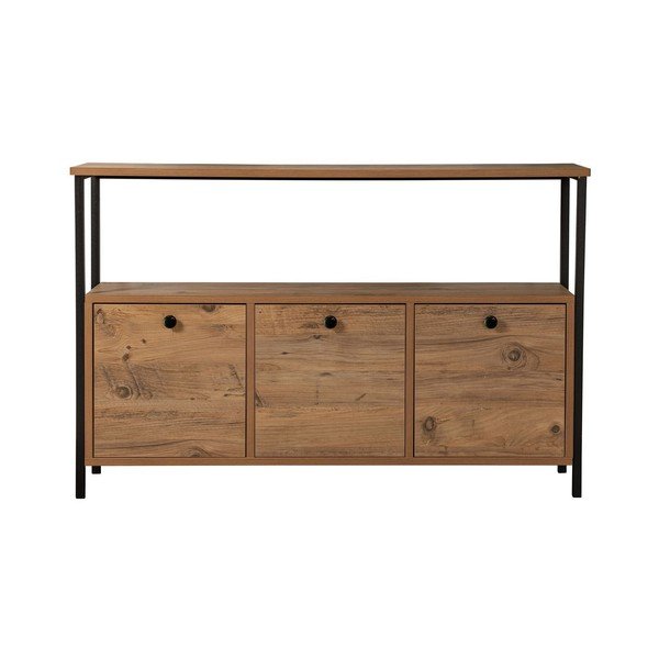 Natūralios spalvos konsolinis staliukas iš pušies 29,5x120 cm Solace – Kalune Design