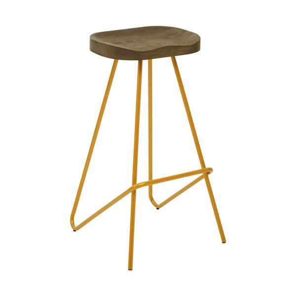 Auksinės spalvos/natūralios spalvos iš guobos masyvo baro taburetė (sėdynės aukštis 78 cm) District – Premier Housewares