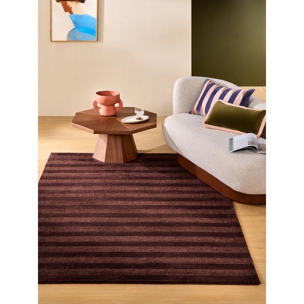 Rankų darbo bordo spalvos iš perdirbto pluošto kilimas 120x170 cm Connor – MADE-image-1