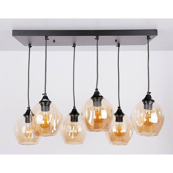 Juodas pakabinamas šviestuvas su stikliniu gaubtu 33x67 cm Aspa - Candellux Lighting-image-4