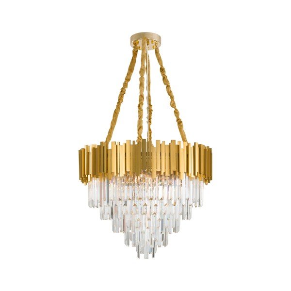 Auksinės spalvos iš metalo kabantis šviestuvas ø 73 cm su krištoliniu gaubtu Grane – Nova Luce