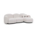 Kreminės spalvos kampinė sofa iš boucle (su dešiniuoju kampu/su gultu) Orbit – Ropez