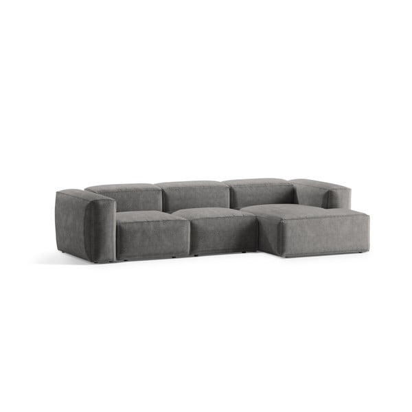 Šviesiai pilkos spalvos iš kordinio velveto kampinė sofa (su dešiniuoju kampu/su gultu) Bergamo – Cosmopolitan Design-image-2