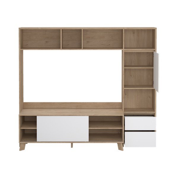 Baltos spalvos/natūralios spalvos TV spintelių komplektas iš ąžuolo 209x183x48 cm Next – Tvilum-image-4