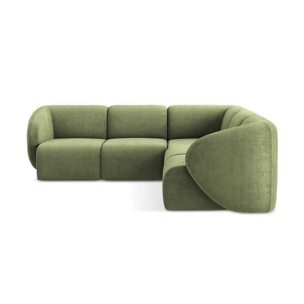 Žalios spalvos kampinė sofa iš šenilinio audinio Lani – Makamii-image-2