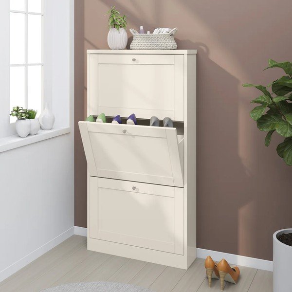Smėlio spalvos matinis atlenkiama spintelė batams 70x130x19 cm Heide – Støraa-image-1
