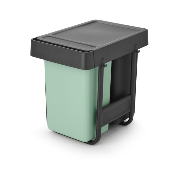 Iš plastiko šiukšliadėžė mėtų spalvos/tamsiai pilkos spalvos rūšiavimui/įmontuota 30 l Sort&Go – Brabantia-image-4