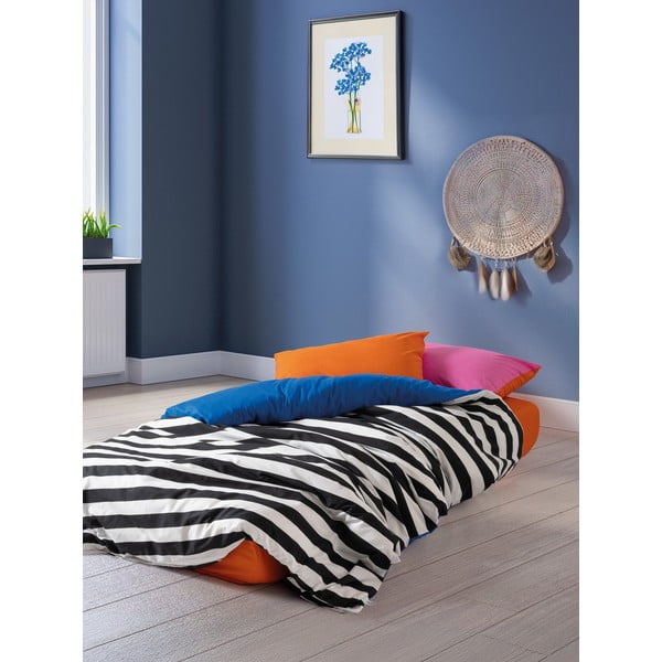 Juodos ir baltos spalvos iš ranforce medvilnės dvigulė/itin ilga patalynė su paklode/4 dalių 200x220 cm Dusk – Mijolnir