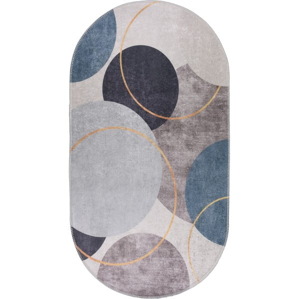 Skalbiamas kilimas mėlynos spalvos/pilkos spalvos 80x120 cm Oval – Vitaus