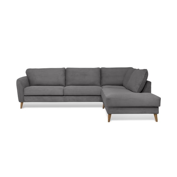 Iš kordinio velveto kampinė sofa tamsiai pilkos spalvos (su dešiniuoju kampu) Paris – Scandic