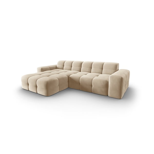Smėlio spalvos aksominė kampinė sofa (kairysis kampas) Kendal - Micadoni Home-image-3
