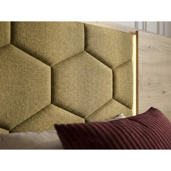 Žalios spalvos dvigulė lova audiniu dengta/iš medžio drožlių plokštės su sandėliavimo vieta su lovos grotelėmis 160x200 cm Palmeraie – Bobochic Paris-image-2