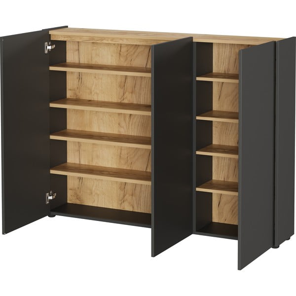 Antracito spalvos spintelė iš ąžuolo 138x105x25 cm Libbiano – Germania-image-2