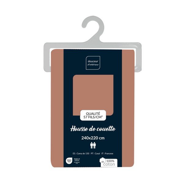 Rausvos spalvos iš medvilnės dvigulis/itin ilgas antklodės užvalkalas 240x220 cm Lina – douceur d'intérieur-image-2