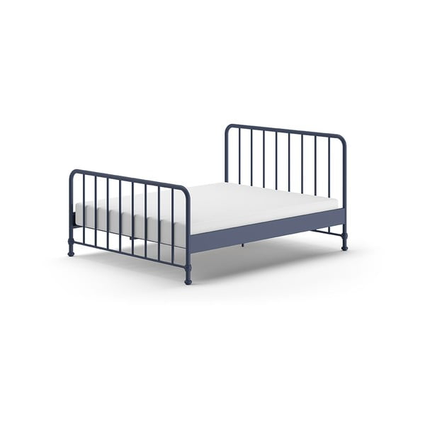 Viengulė lova iš metalo mėlynos spalvos su lovos grotelėmis 160x200 cm BRONXX – Vipack