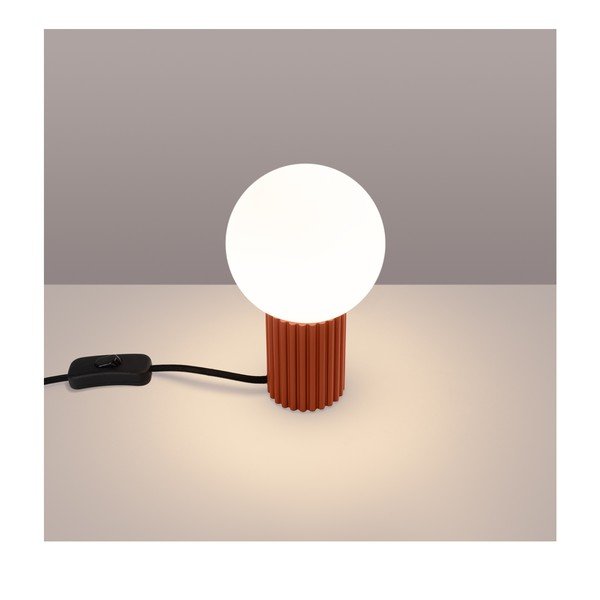 Oranžinės spalvos stalinis šviestuvas (aukštis 19 cm) su stiklo gaubtu Orbital – Sollux-image-1