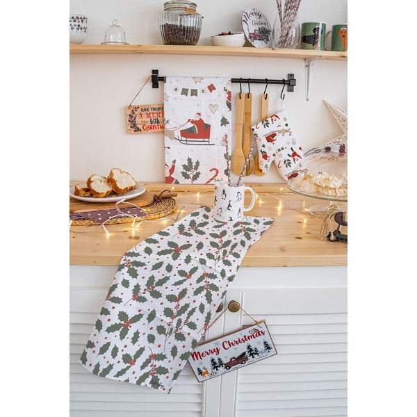 Iš medvilnės virtuvės rankšluosčiai 2 vnt. su Kalėdų motyvu 50x70 cm Happy Santa – Butter Kings-image-1