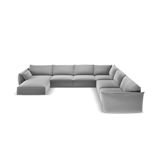 Šviesiai pilkos spalvos iš velveto kampinė sofa (su dešiniuoju kampu/„U“ formos) Vanda – Mazzini Sofas