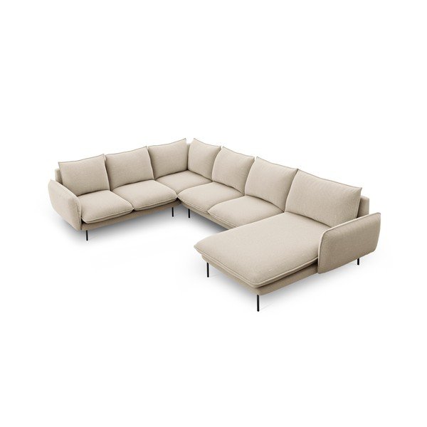 Smėlio spalvos U formos sofa Cosmopolitan Design Vienna, kampas kairėje-image-3